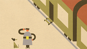 Gif animé chef de gare salut